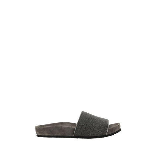 Brunello Cucinelli – Fabric Wide Band Leather Sandals