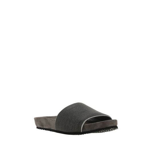 Brunello Cucinelli – Fabric Wide Band Leather Sandals