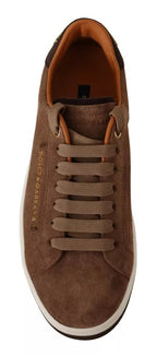 Dolce & Gabbana - Brown Suede Logo Low Top Sneakers