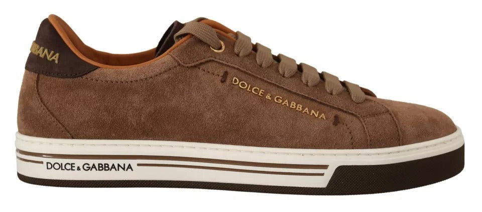 Dolce & Gabbana - Brown Suede Logo Low Top Sneakers