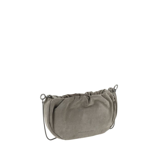 Brunello Cucinelli – Grey Suede Shoulder Bag