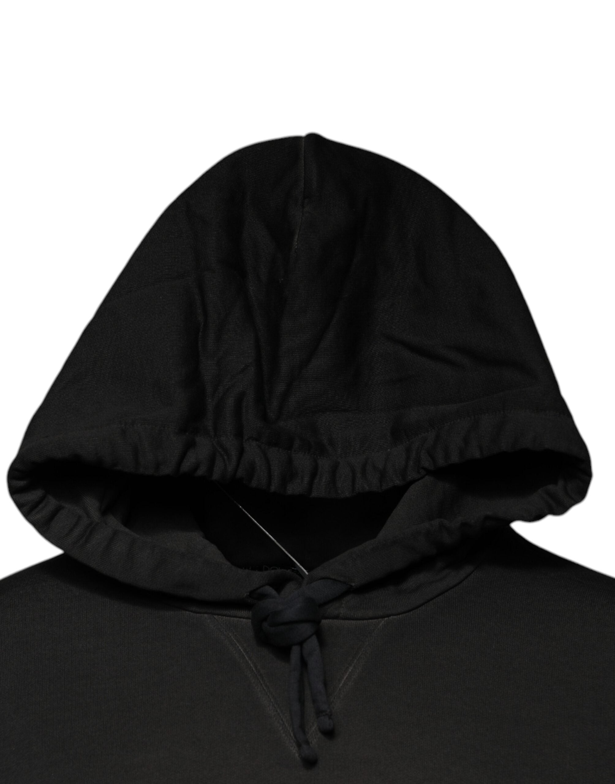 Dolce & Gabbana - Black Cotton Hooded DG Shield Pullover Sweater