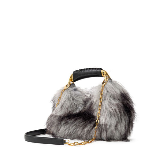 Tom Ford – Eco Fur Gray Leather Hobo Bag