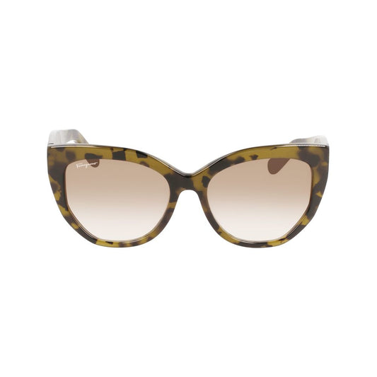 Salvatore Ferragamo – Brown Patterned Acetate Sunglasses