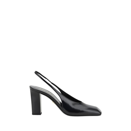 Prada – Black Calf Leather Slingback Pumps
