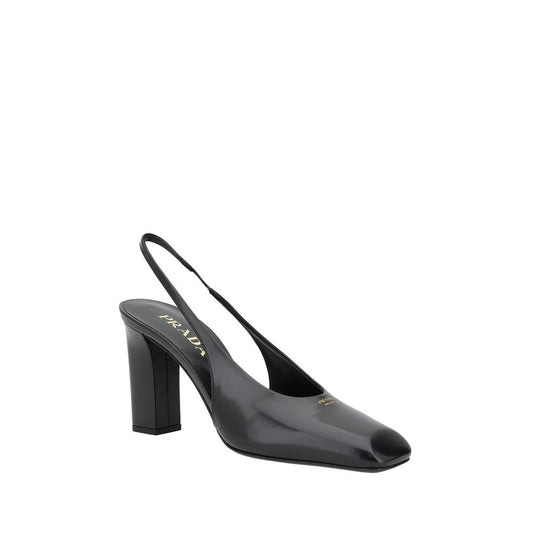 Prada – Black Calf Leather Slingback Pumps