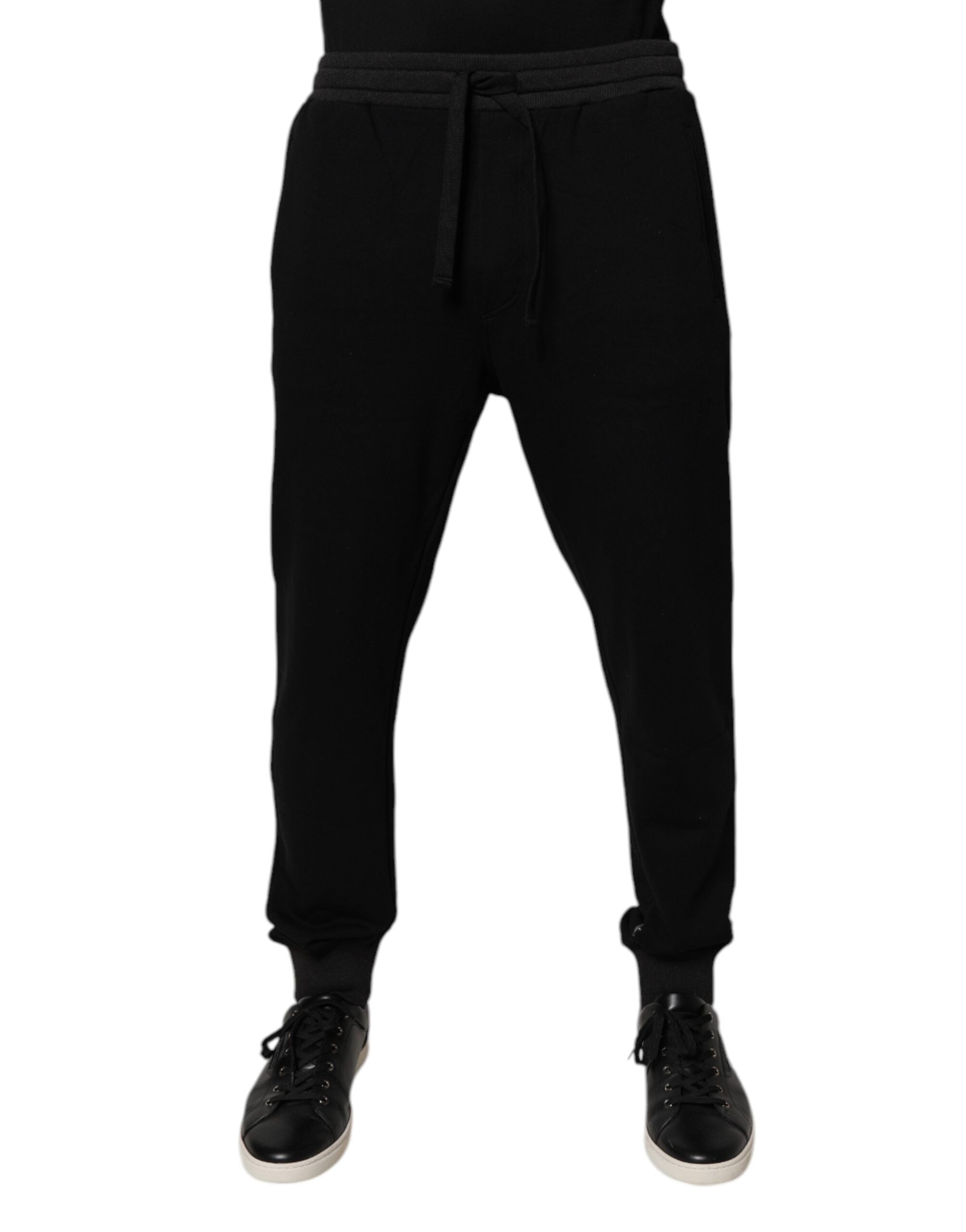 Dolce & Gabbana - Black Logo Men Jogger Cotton Sweatpants Pants