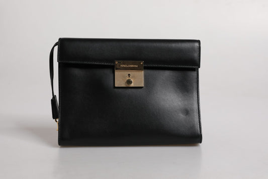 Dolce & Gabbana – Black Leather Logo Briefcase