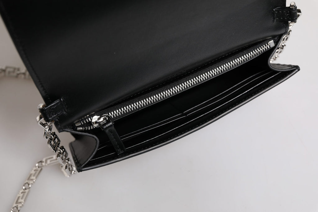 Versace – Black Leather Chain Strap Crossbody Bag