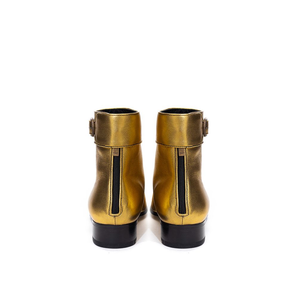 Saint Laurent – Gold Leather Ankle Boots