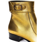 Saint Laurent – Gold Leather Ankle Boots