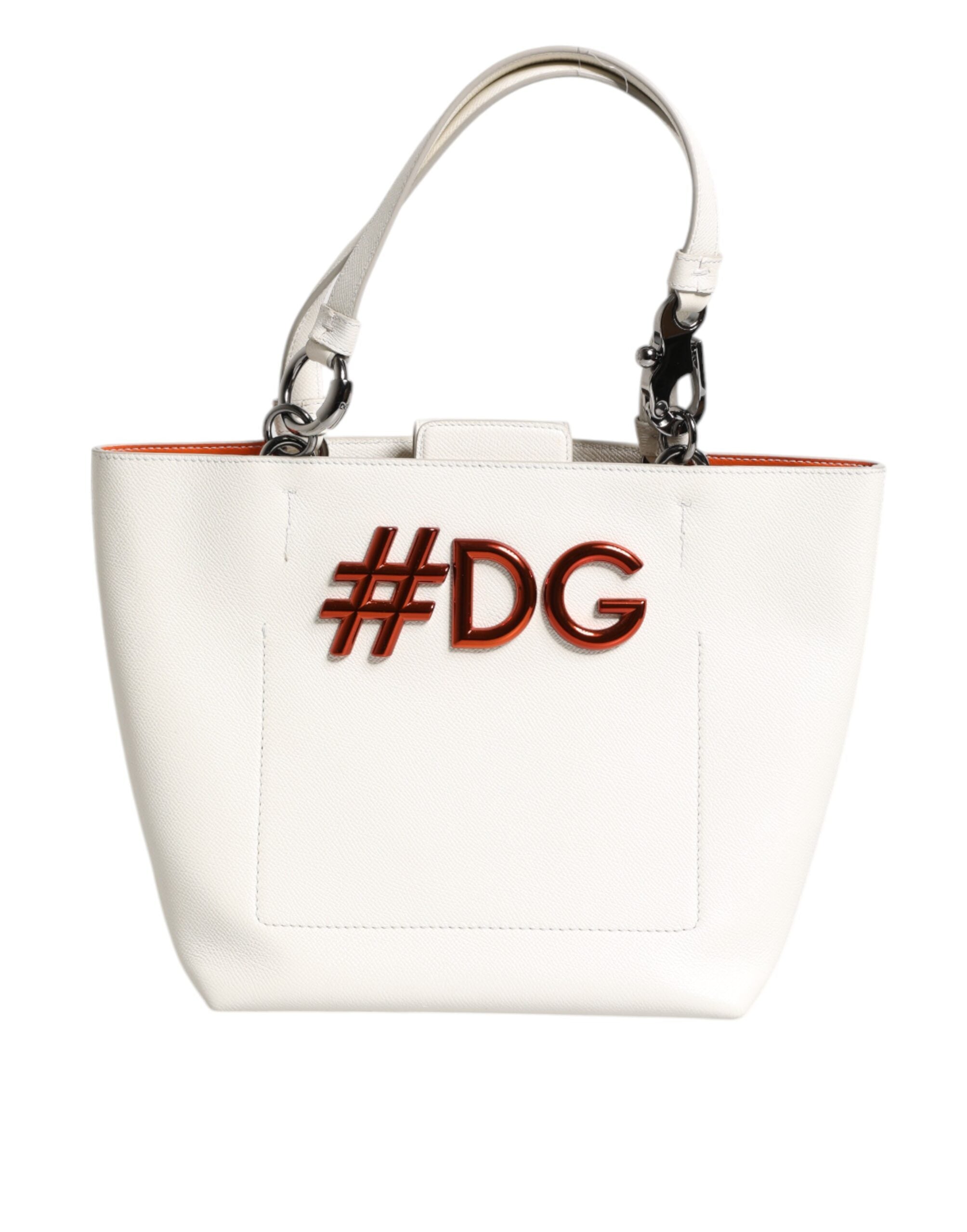 Dolce & Gabbana - White Leather #DG BEATRICE Top Handle Tote Bag