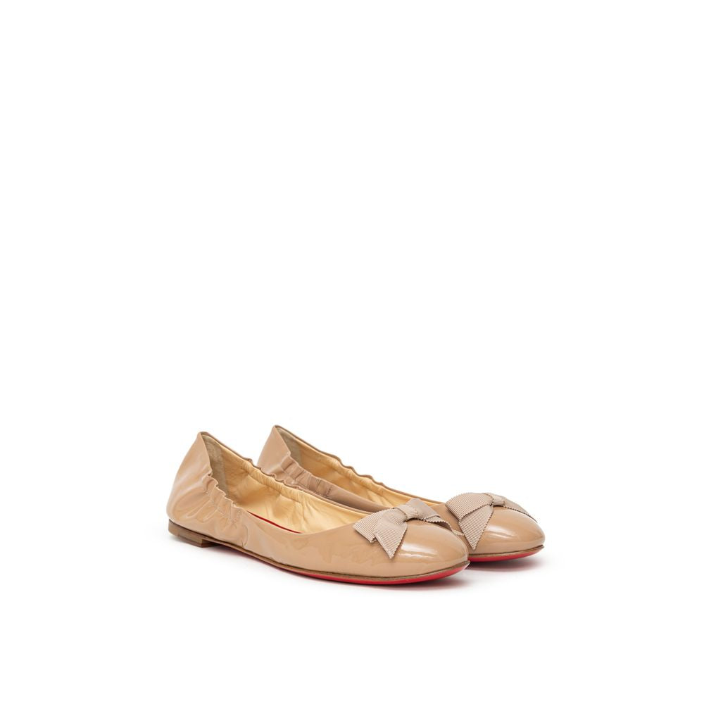 Christian Louboutin - Beige Patent Leather Ballet Flat