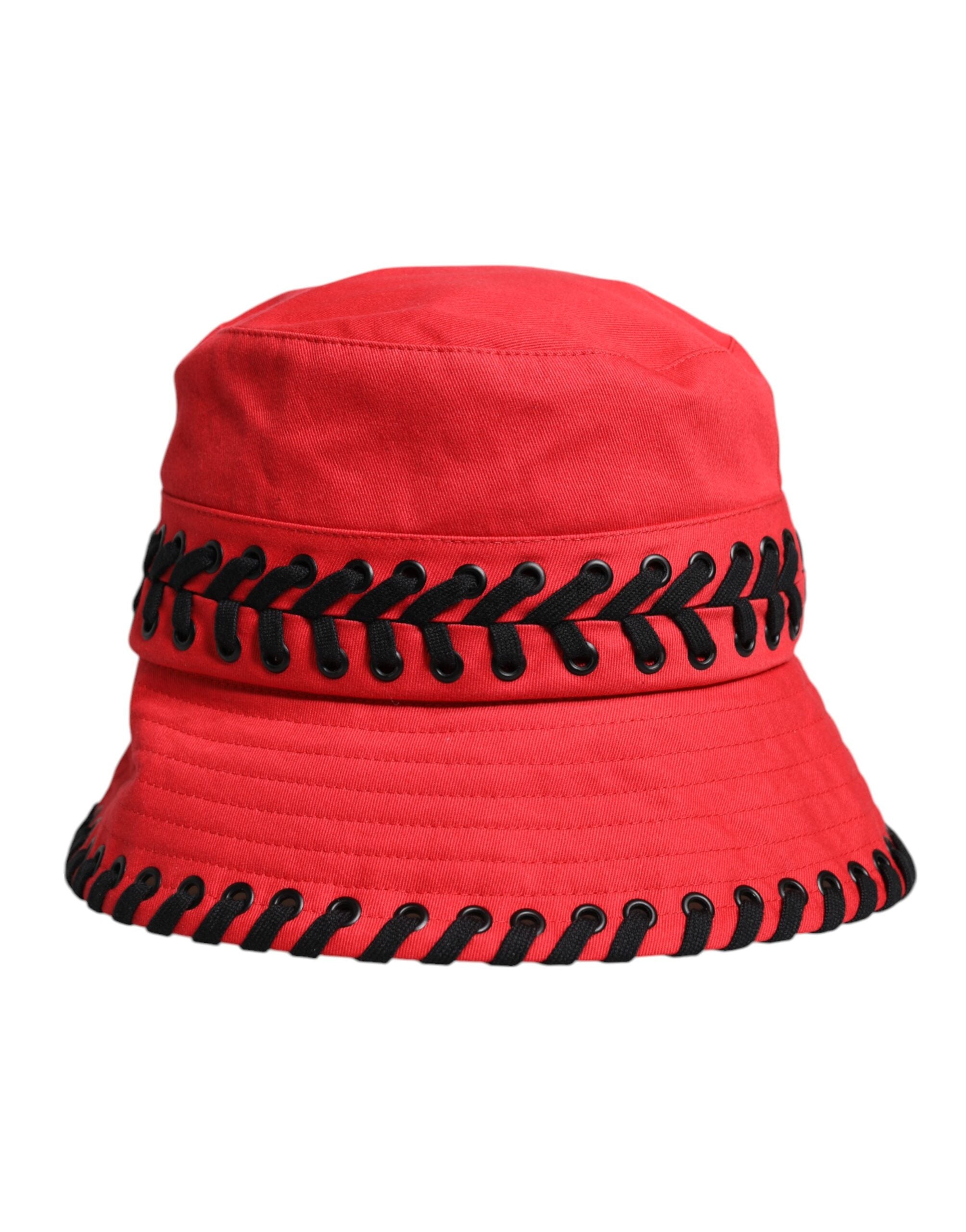 Dolce & Gabbana - Red Lace Polyester Wide Brim Bucket Hat