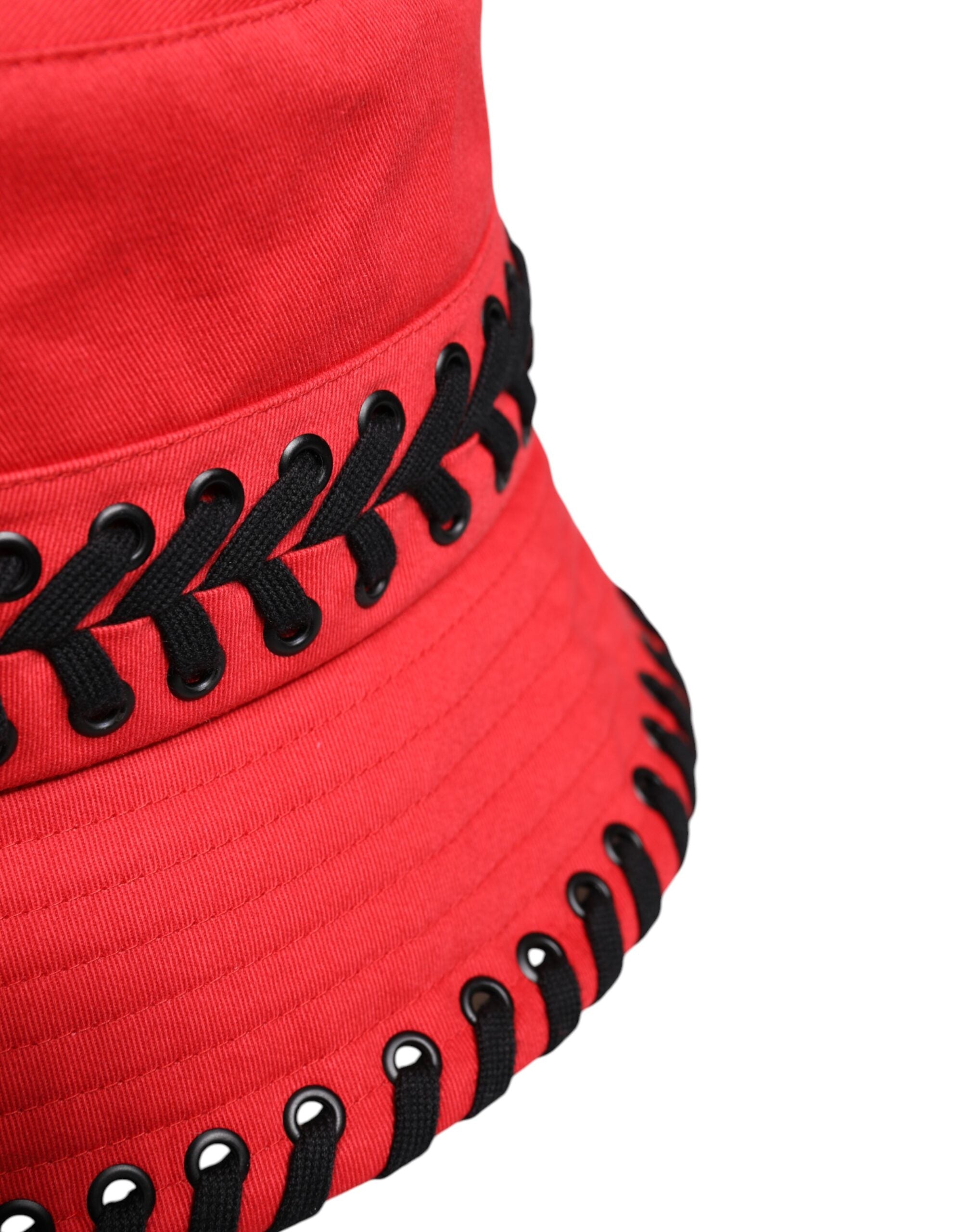 Dolce & Gabbana - Red Lace Polyester Wide Brim Bucket Hat