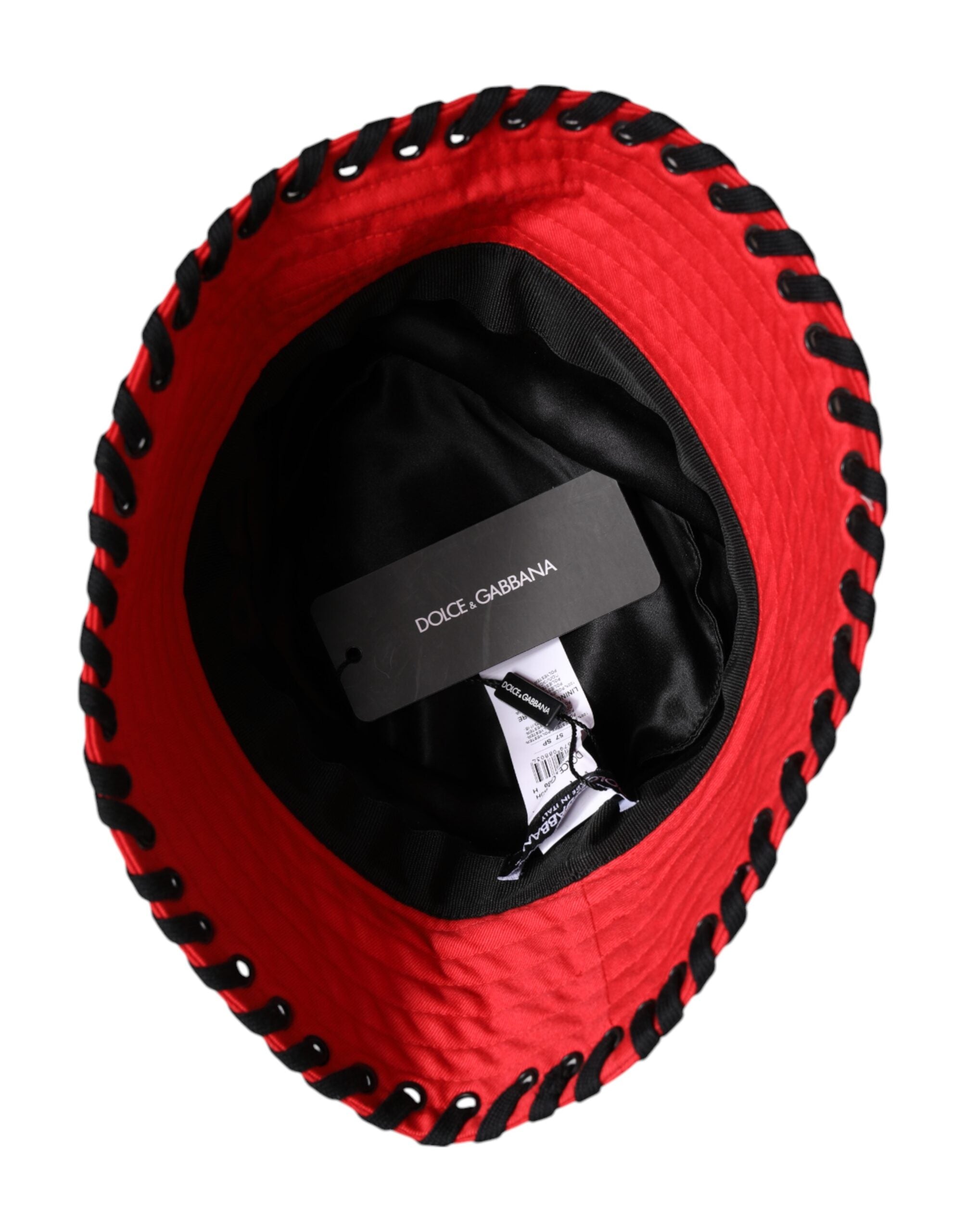 Dolce & Gabbana - Red Lace Polyester Wide Brim Bucket Hat