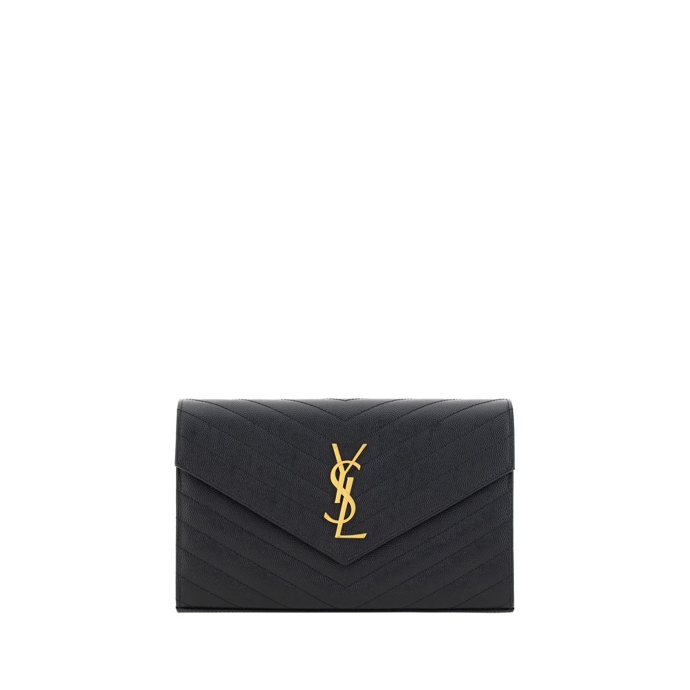 Saint Laurent – Black Monogram Leather Shoulder Bag