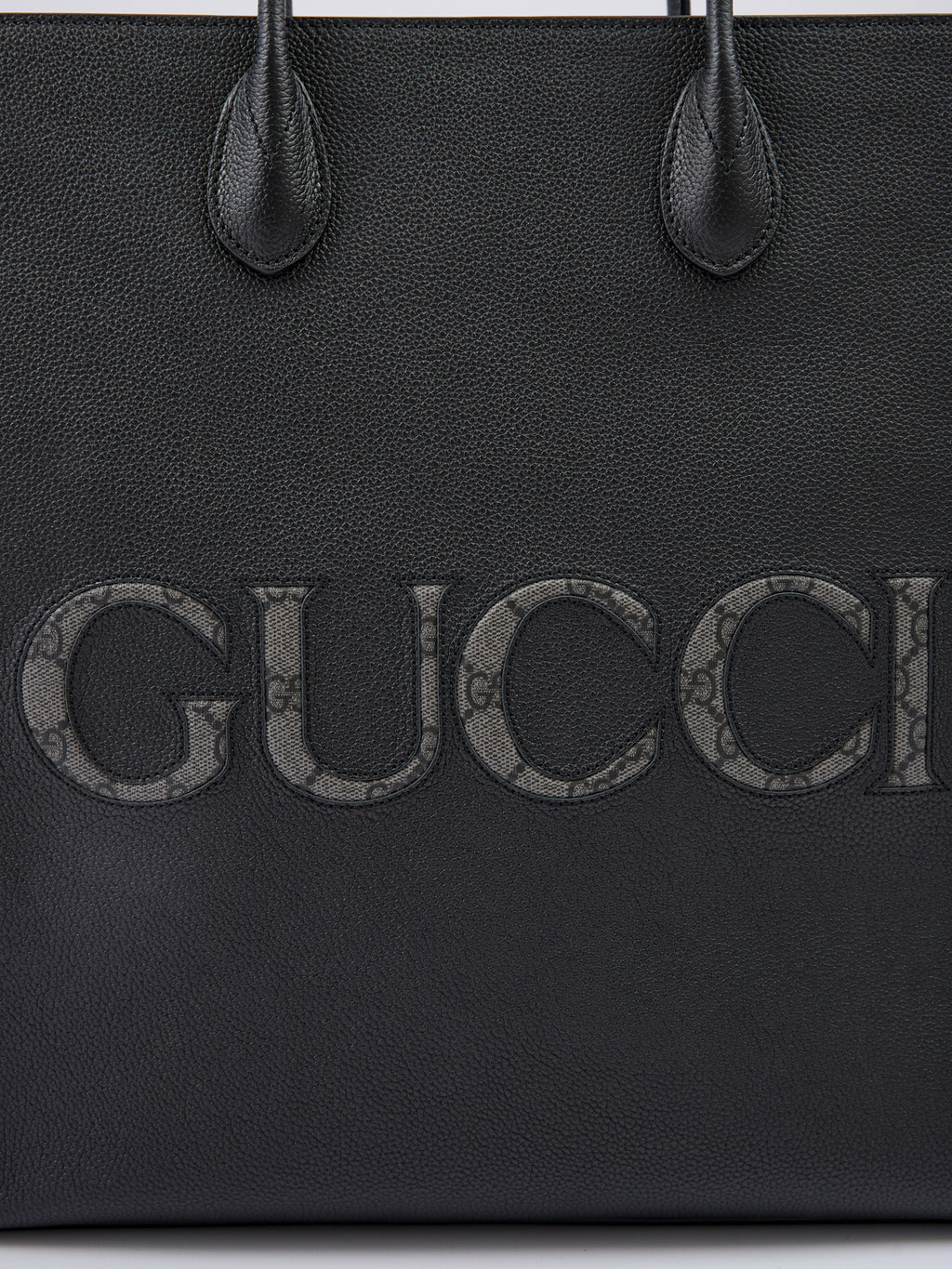 Gucci – Black Leather Medium Logo Tote Bag