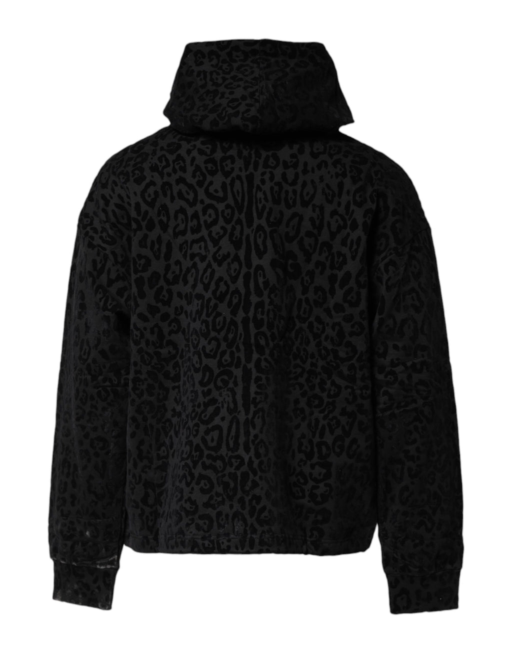 Dolce & Gabbana - Black Leopard Full Zip Hooded Sweatshirt Sweater
