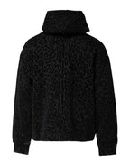 Dolce & Gabbana - Black Leopard Full Zip Hooded Sweatshirt Sweater