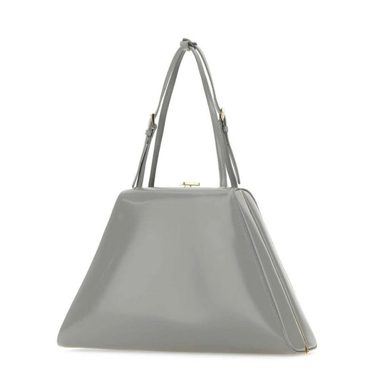 Prada – Trapeze Patent-Leather Tote Bag in Nube Grey