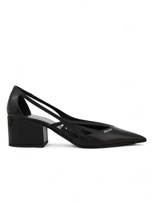 Prada – Black Leather Cut-Out Pumps 55