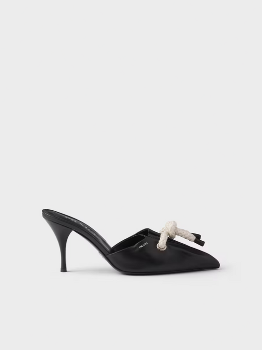 Prada – Black Nappa Leather Rope Detail Sandals