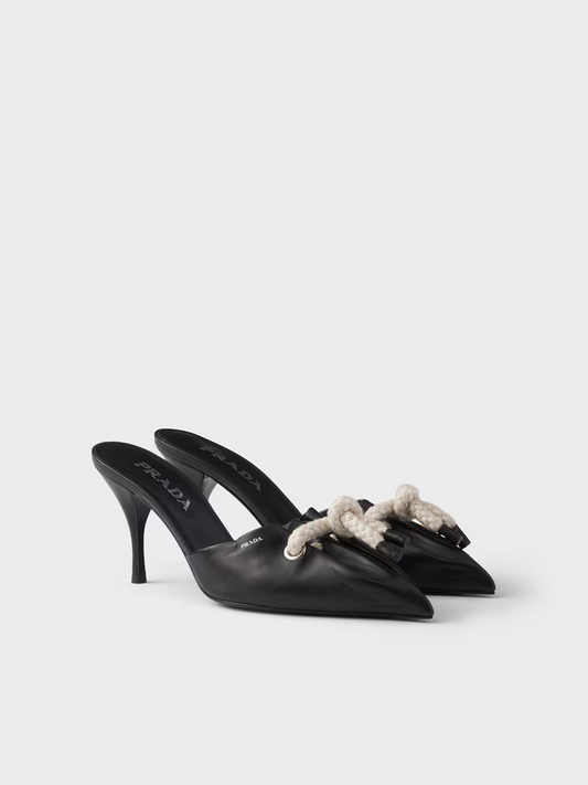Prada – Black Nappa Leather Rope Detail Sandals