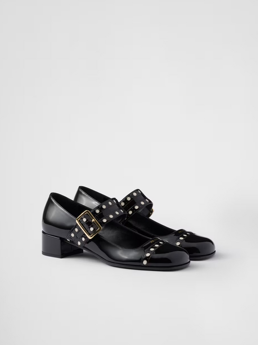 Prada – Black Patent Leather Mary Jane Pumps