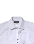 Dolce & Gabbana - White Cotton GOLD Long Sleeves Formal Shirt