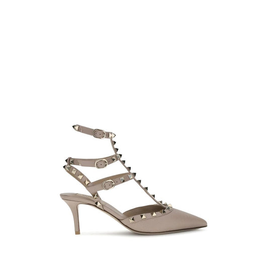 Valentino Garavani – Nude Rockstud Pumps with Triple Ankle Straps