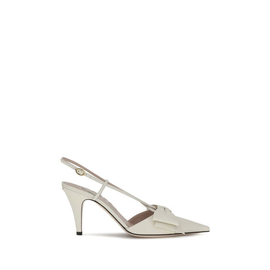 Valentino Garavani – Slingback Pumps with Bow in Ivory Leather