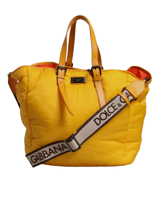 Dolce & Gabbana – Yellow Orange Nylon Logo Tote Bag