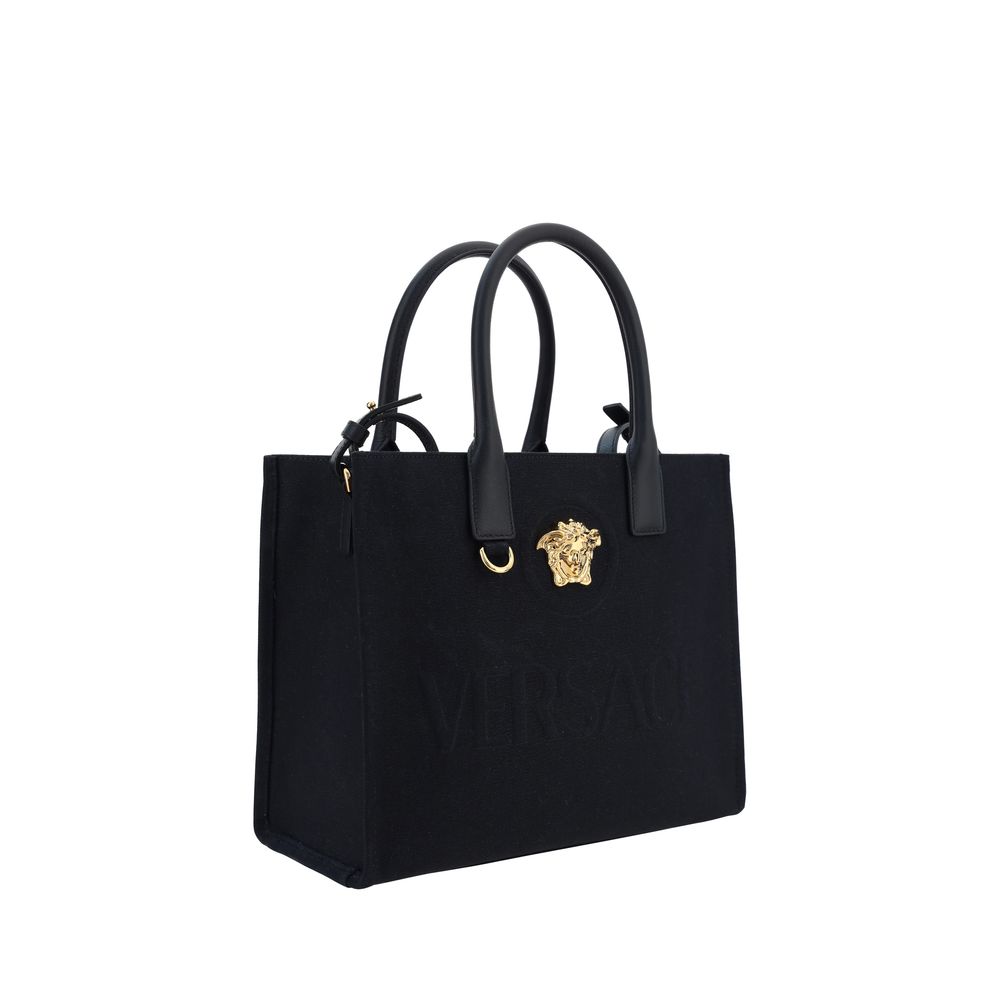 Versace – Cotton Shoulder Bag with Medusa Appliqué