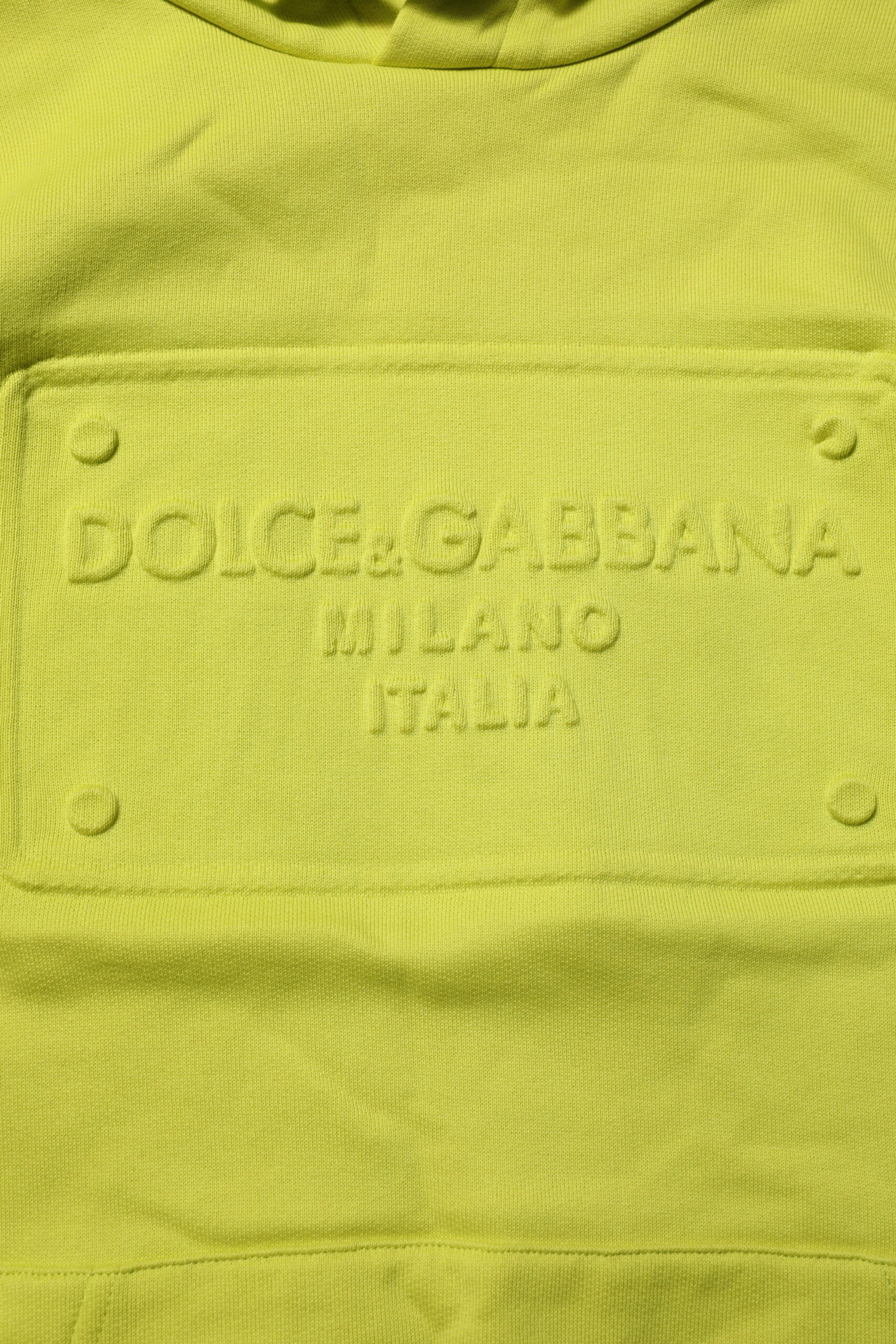 Dolce & Gabbana - Green Cotton Hooded Logo Sweatshirt Sweater