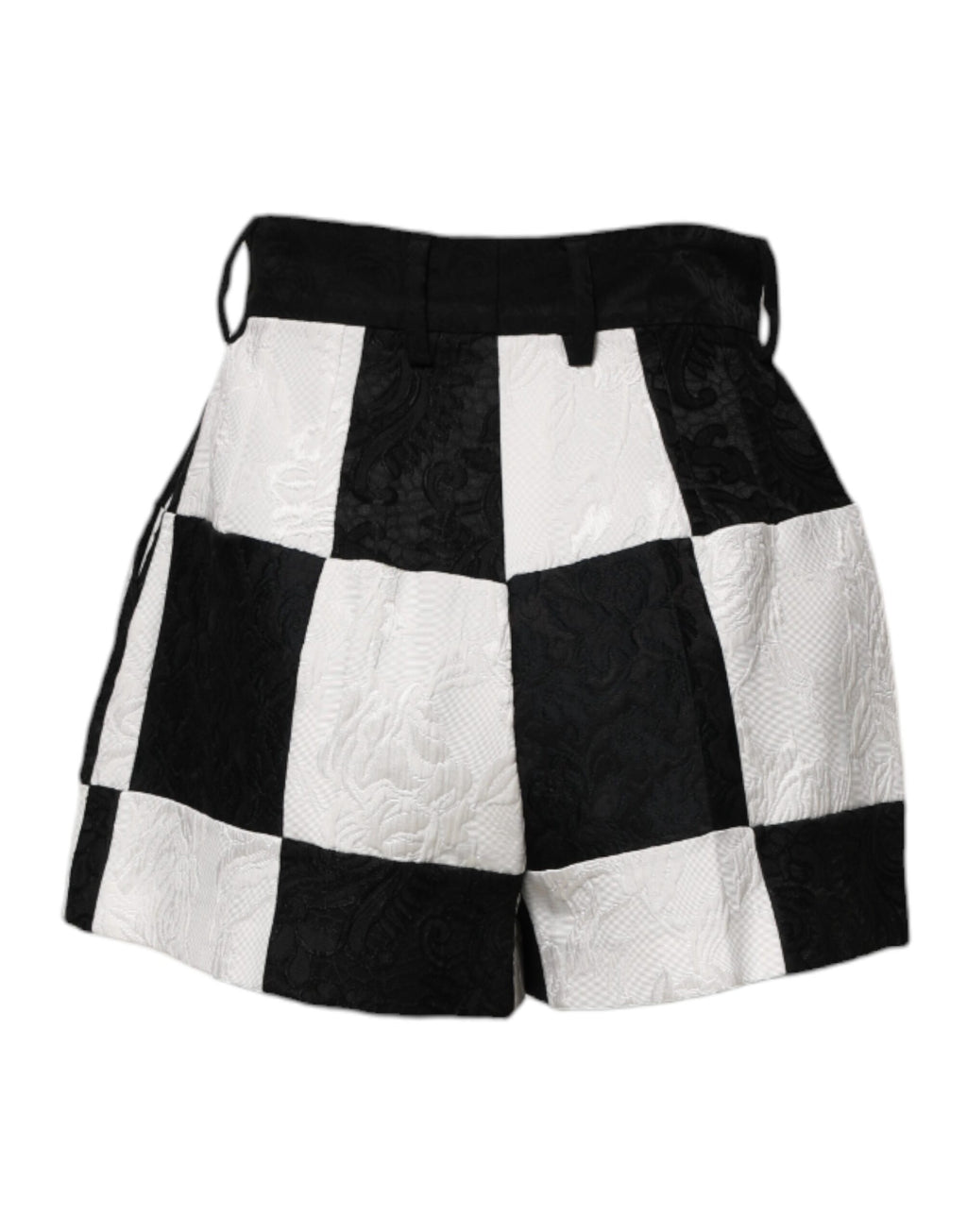 Dolce & Gabbana - Black White Floral Brocade Hot Pants Shorts