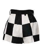 Dolce & Gabbana - Black White Floral Brocade Hot Pants Shorts