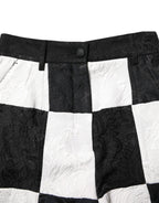 Dolce & Gabbana - Black White Floral Brocade Hot Pants Shorts