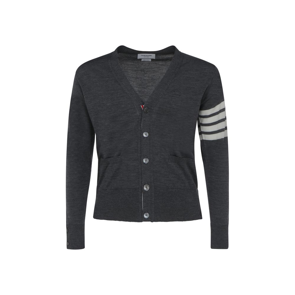 Thom Browne - Gray Fleece Wool Cardigan