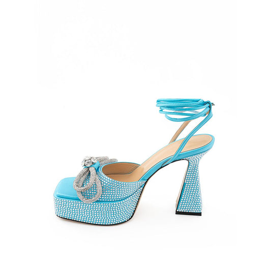 Mach & Mach – Blue Leather Platform Sandals
