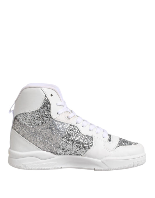 Chiara Ferragni – White & Silver High-Top Sneakers