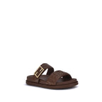 Fendi – Brown Leather Logoed Sandals