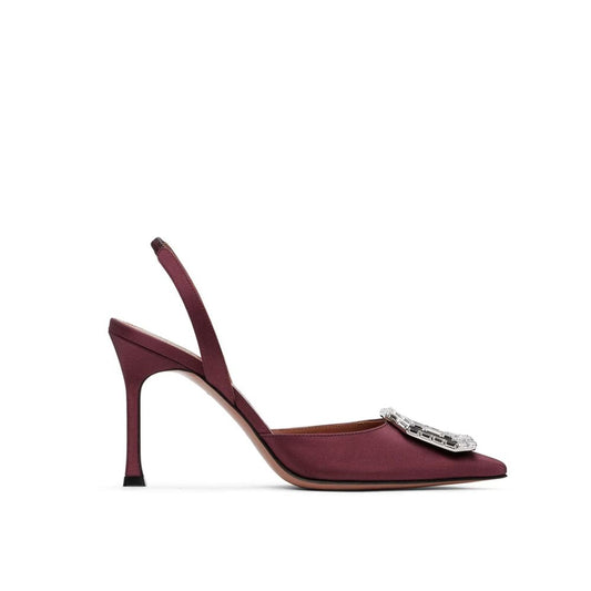 Amina Muaddi – Camelia 90 Satin Slingback Pumps