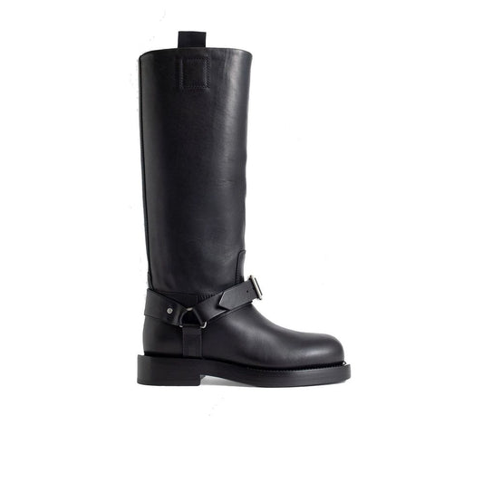 Burberry – Black Leather Saddle High Boots