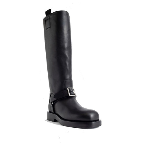 Burberry – Black Leather Saddle High Boots
