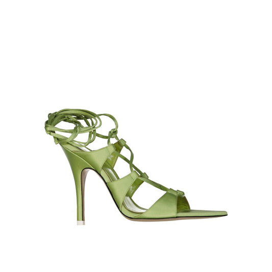 The Attico – Reneè Green Satin Lace-Up Sandals
