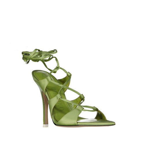 The Attico – Reneè Green Satin Lace-Up Sandals