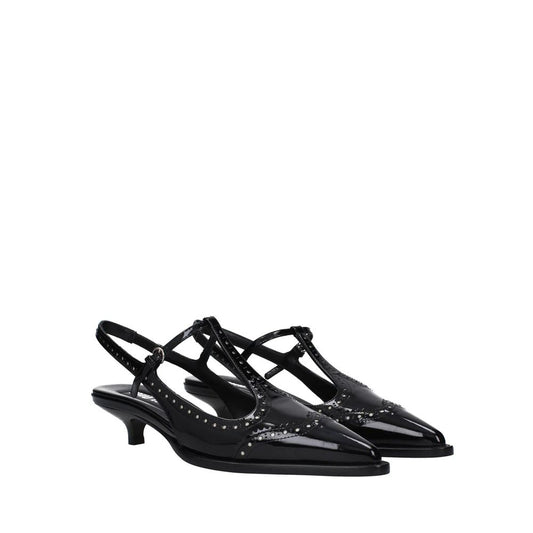 Miu Miu – Black Leather Slingback Pumps