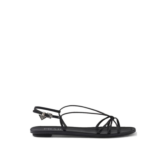 Prada – Black Leather Flat Sandals