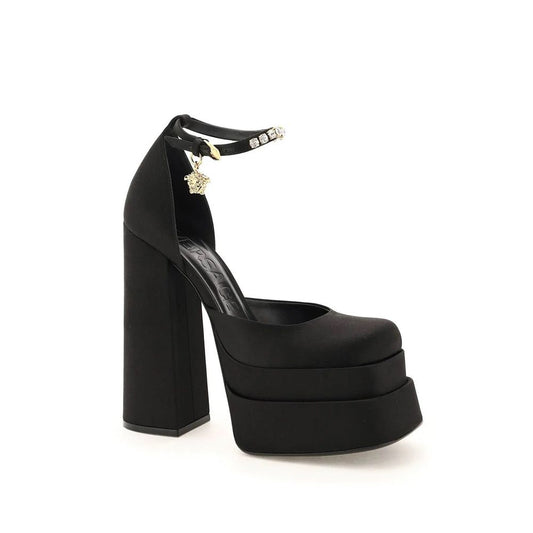 Versace – Black Satin Platform Pumps